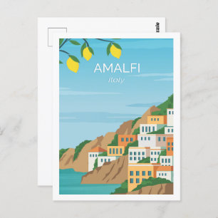Amalfi Italy Famous Travel Place Illustration Postcard