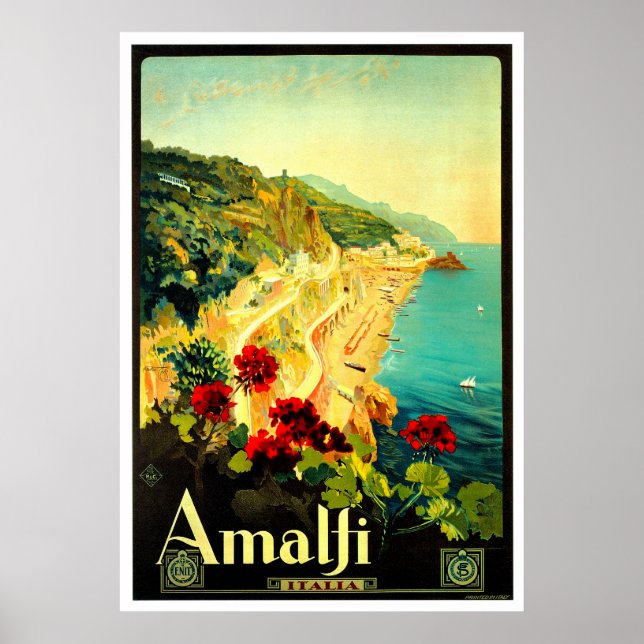 Amalfi Italy Italia VintageTravel Advertisement Poster (Front)