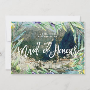 amalfi italy olive maid of honour proposal card