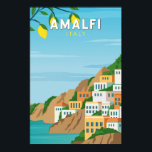 Amalfi Italy Retro Travel Art Vintage Poster<br><div class="desc">Amalfi vector art design. Amalfi is a town in a dramatic natural setting below steep cliffs on Italy’s southwest coast.</div>