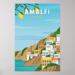 Amalfi Italy Retro Travel Art Vintage Poster
