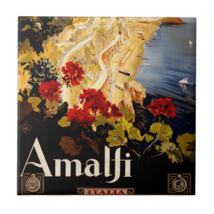 Amalfi Italy Travel Poster Art Graphic Ceramic Tile