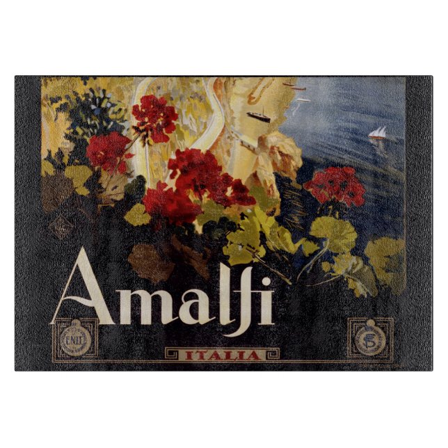 Amalfi Italy Travel Poster Art Graphic Cutting Board (Front)