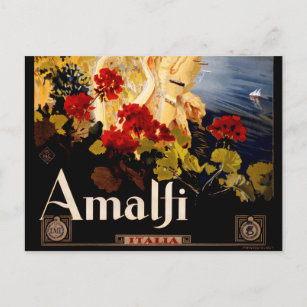 Amalfi Italy Travel Poster Art Graphic Postcard
