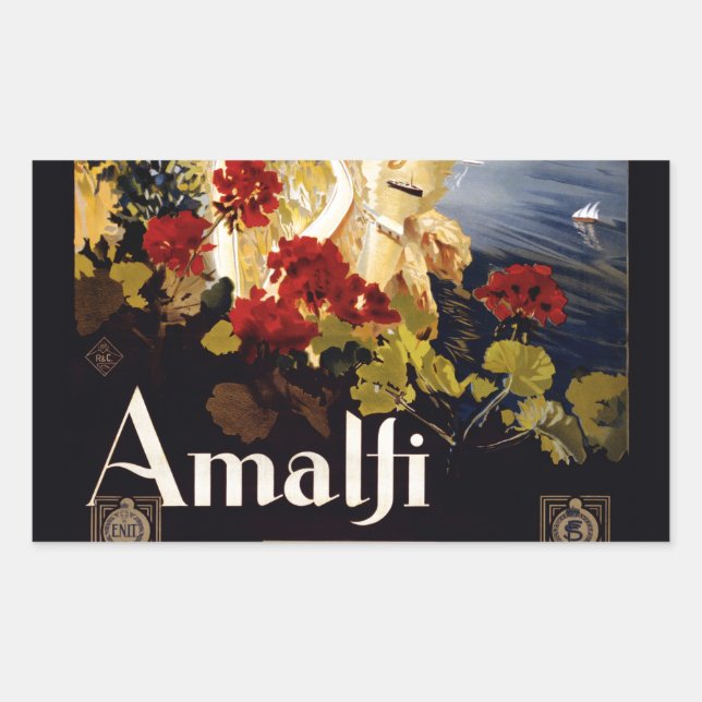 Amalfi Italy Travel Poster Art Graphic Rectangular Sticker (Front)
