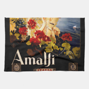 Amalfi Italy Travel Poster Art Graphic Tea Towel