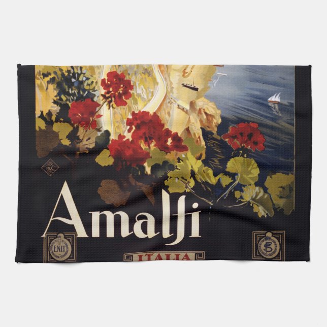 Amalfi Italy Travel Poster Art Graphic Tea Towel (Horizontal)