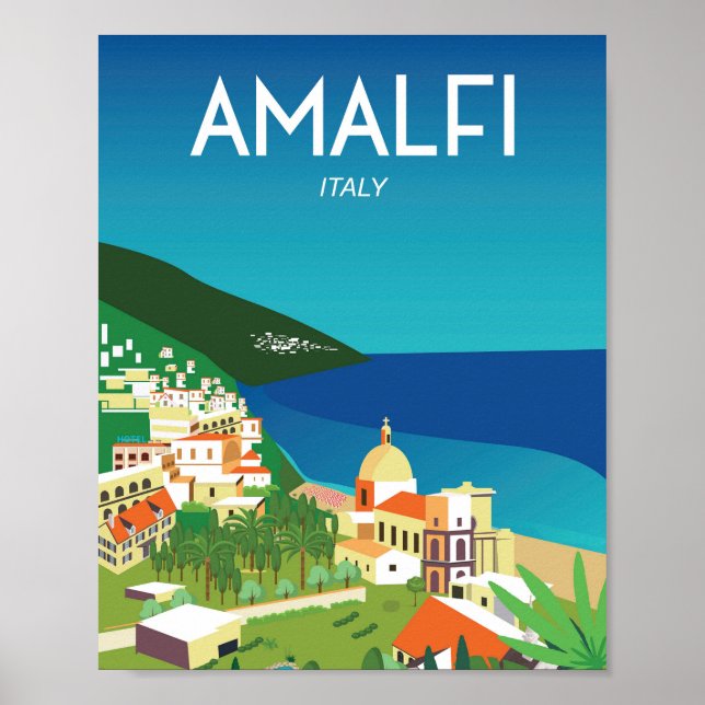 Amalfi Italy travel poster italian city mediterane (Front)