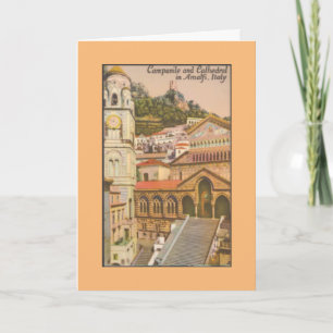Amalfi, Italy Vintage Campanile and Cathedral Card
