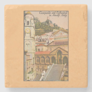 Amalfi, Italy Vintage Campanile and Cathedral Stone Coaster