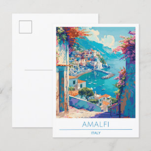Amalfi Italy Vintage Travel  Postcard
