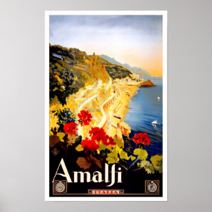Amalfi Italy vintage travel Poster