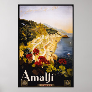 Amalfi Italy Vintage Travel Poster