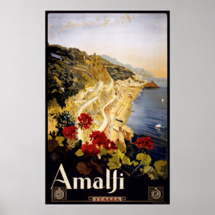 Amalfi Italy vintage travel poster