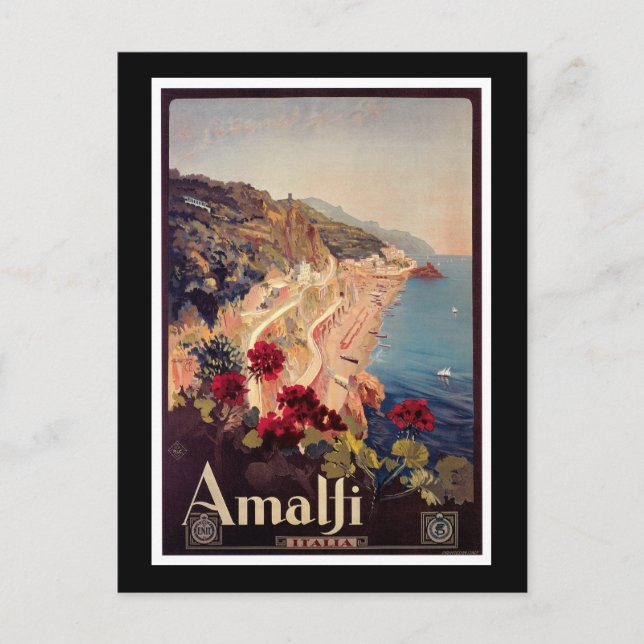 Amalfi, Italy  Vintage Travel Poster Postcard (Front)