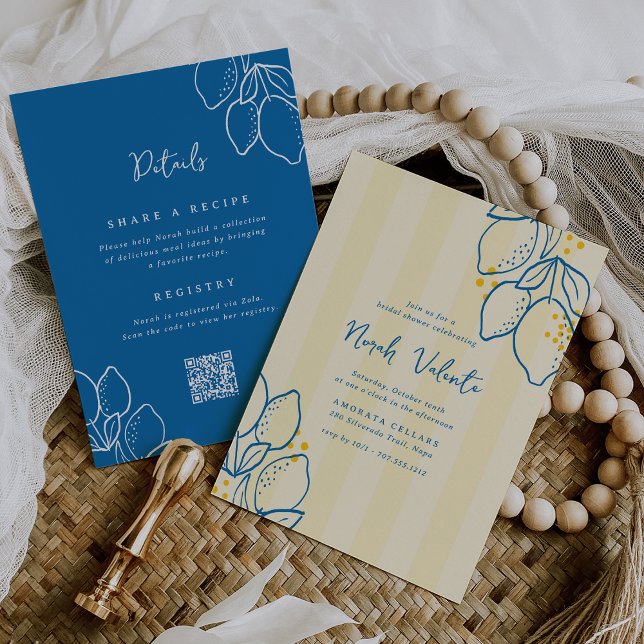 Amalfi Lemon All-in-One Handwritten Bridal Shower Invitation (Creator Uploaded)