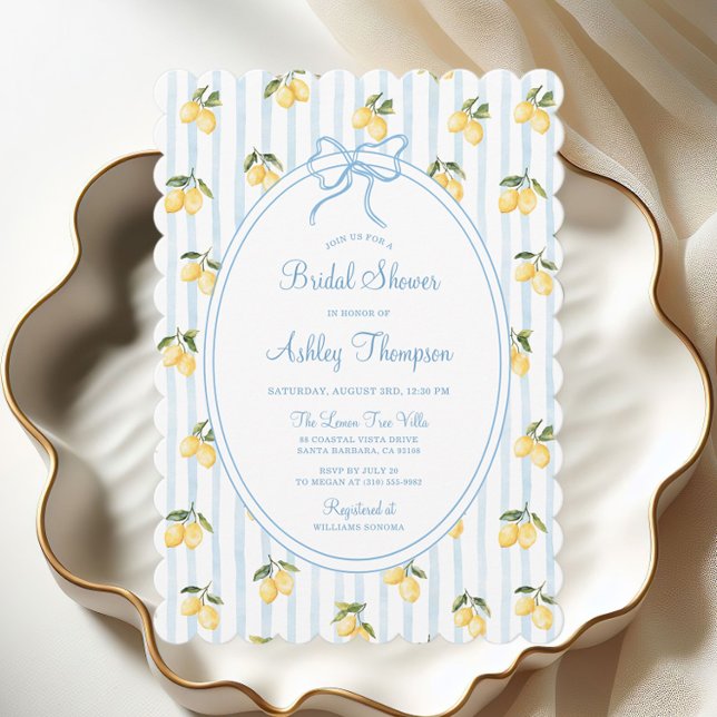 Amalfi Lemon and Bow Bridal Shower Invitation (Creator Uploaded)