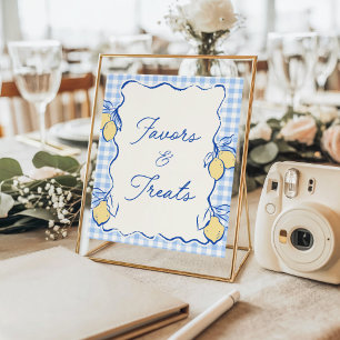 Amalfi Lemon Blue Gingham Favours & Treats Poster