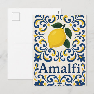 Amalfi Lemon – Blue Yellow White Mediterranean Holiday Postcard