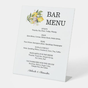 Amalfi Lemon Citrus Yellow Pink Wedding Pedestal Sign