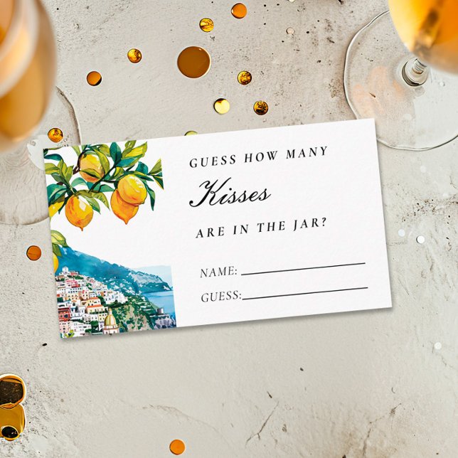 Amalfi Lemon How Many Kisses Bridal Shower Enclosure Card (Creator Uploaded)