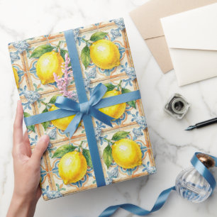 Amalfi Lemons, Diamonds, & Mediterranean Tiles  Wrapping Paper
