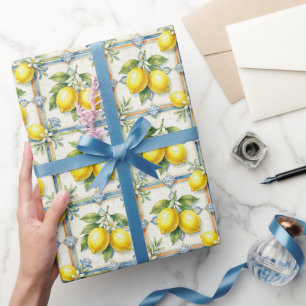 Amalfi Lemons, Diamonds, & Mediterranean Tiles  Wrapping Paper