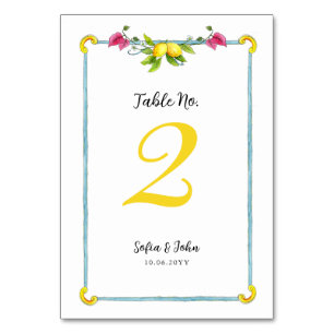 Amalfi lemons wedding  table number