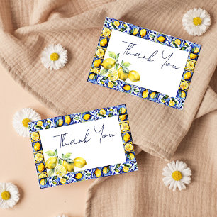 Amalfi Positano blue tiles lemons bridal shower Thank You Card