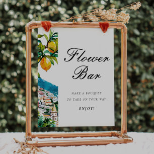 Amalfi Positano Flower Bar Bridal Shower Sign