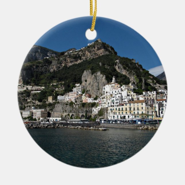 Amalfi, Sea View Ceramic Tree Decoration (Front)