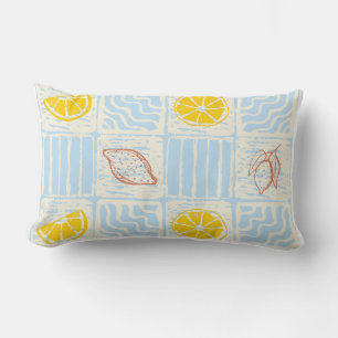 Amalfi style seamless pattern with lemons lumbar cushion