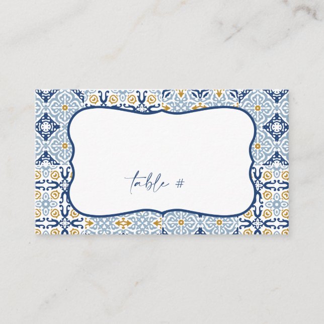 Amalfi Tile Summer Flat Place Card (Front)