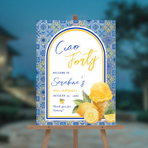 Amalfi Tiles Italian 40th Birthday Party  Acrylic Sign