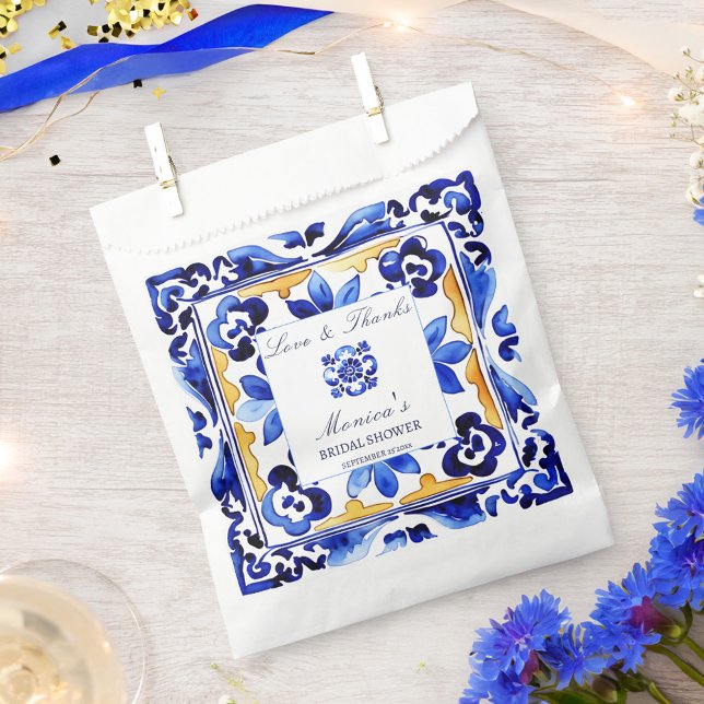 Amalfi Vietri Italian blue tiles bridal shower Favour Bag (Amalfi Vietri Italian blue tiles bridal shower Favor Bag)
