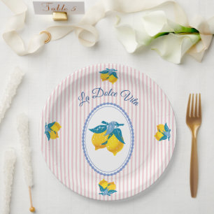 Amalfi Yellow Lemons Mediterranean Style Paper Plate