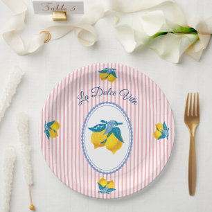 Amalfi Yellow Lemons Mediterranean Style Paper Plate