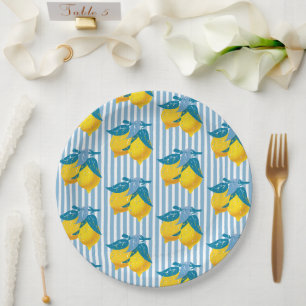 Amalfi Yellow Lemons Mediterranean Style Paper Plate