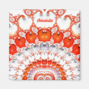 AMANDA ~ Abstract Pattern ~ Red Orange White~ Magnet