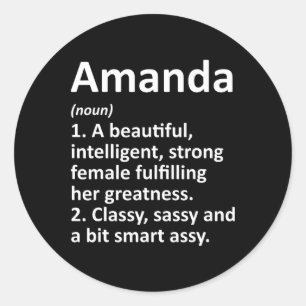 Amanda Definition Personalised Name Funny Christma Classic Round Sticker