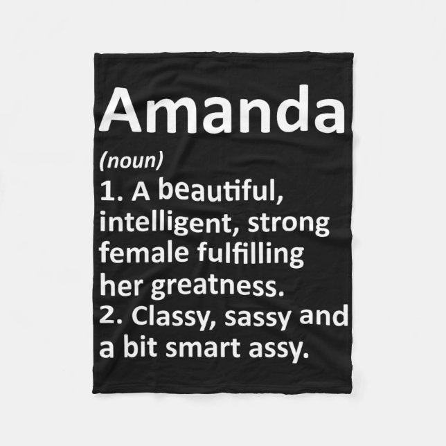Amanda Definition Personalised Name Funny Christma Fleece Blanket (Front)