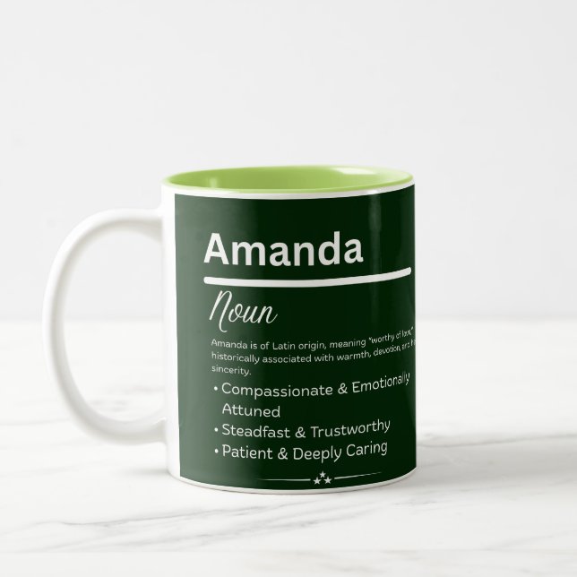 Amanda, Girl Personalized Name Definition Mug (Left)