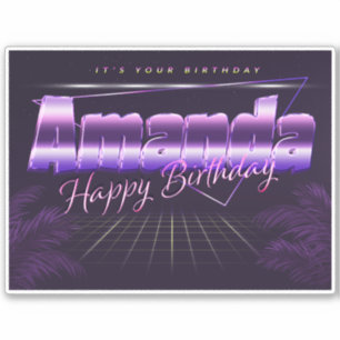 Amanda Name First name lila retro Sticker Birthday