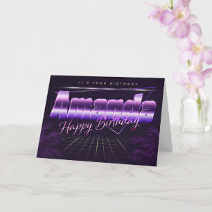 Amanda Name Vorname lila retro Karte Geburtstag Card