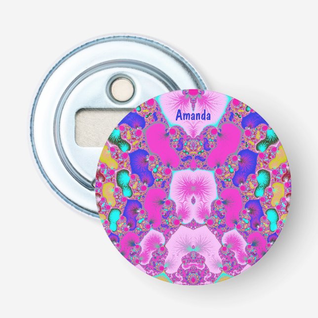 AMANDA ~ Pretty Multicolored ~ 3D Fractal Bottle Opener (Front)