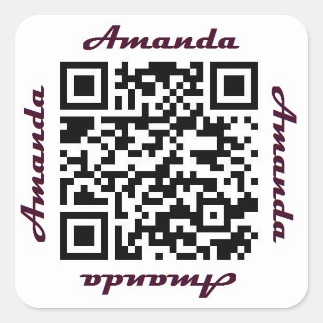Amanda QR Code Personalised NAME Sticker (Front)