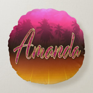 Amanda Vorname Name golden pink Kissen Round Cushion