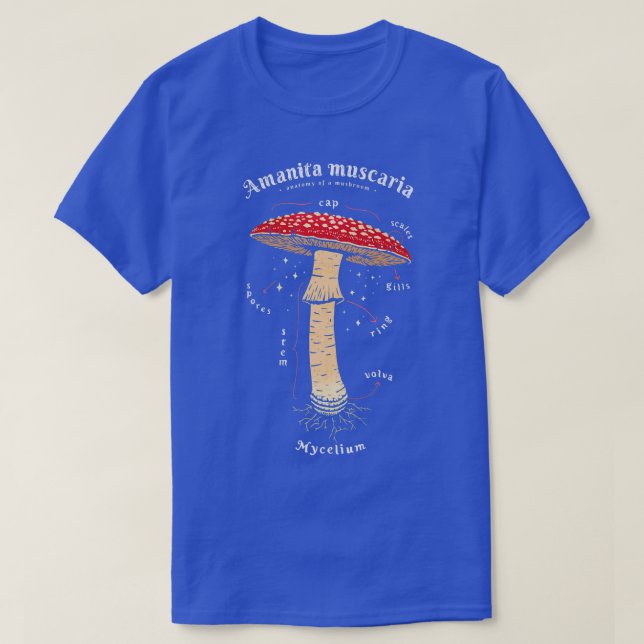 Amanita muscaria Mushroom definition latin art  T-Shirt (Design Front)