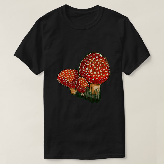 Amanita Muscaria Three Cuties Green T-Shirt (Design Front)