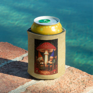 Amanita Mushroom and Gnomes Can Cooler